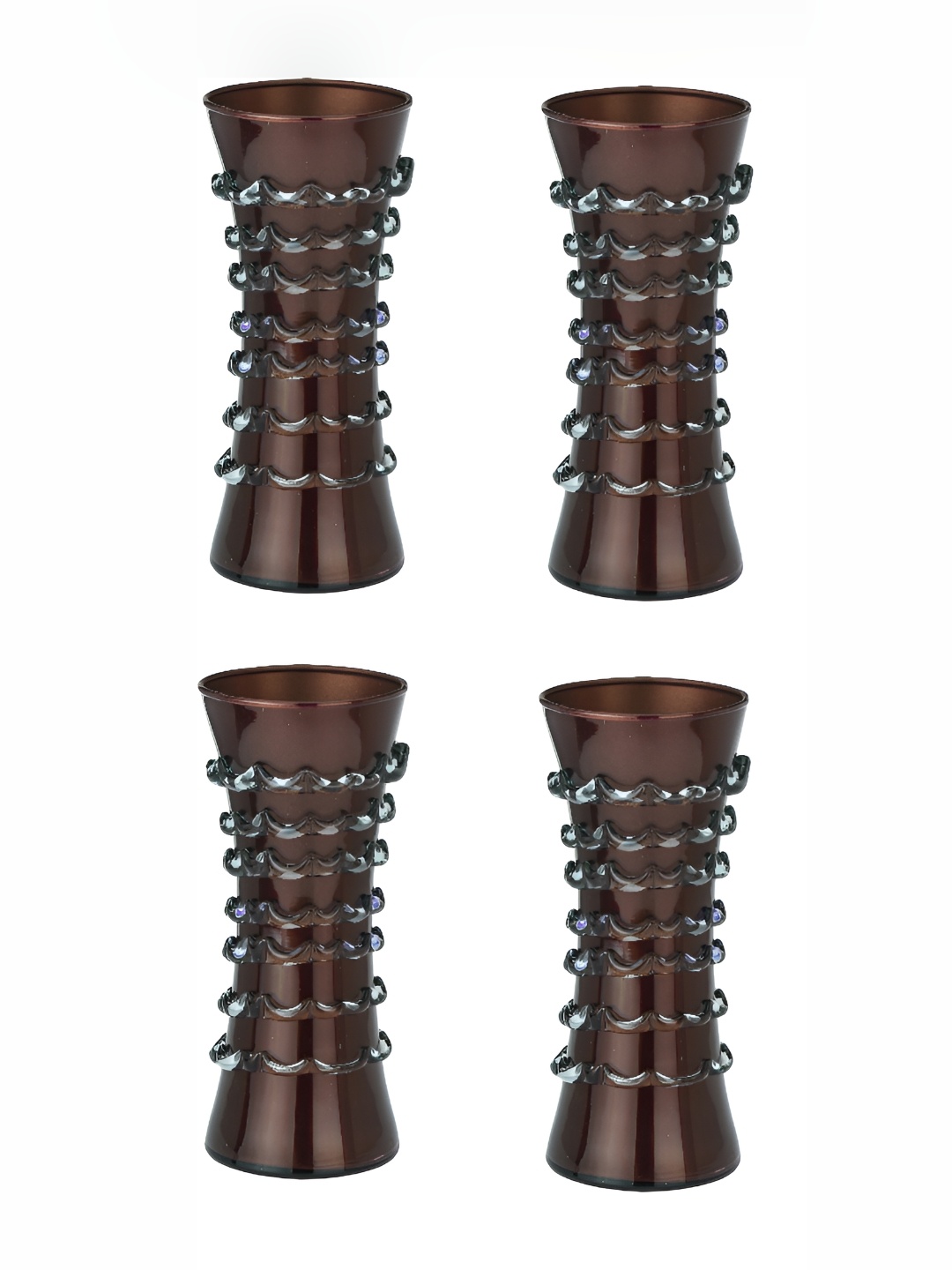 

Afast Brown 4 Pieces Cylindrical Textured Glass Flower Vases