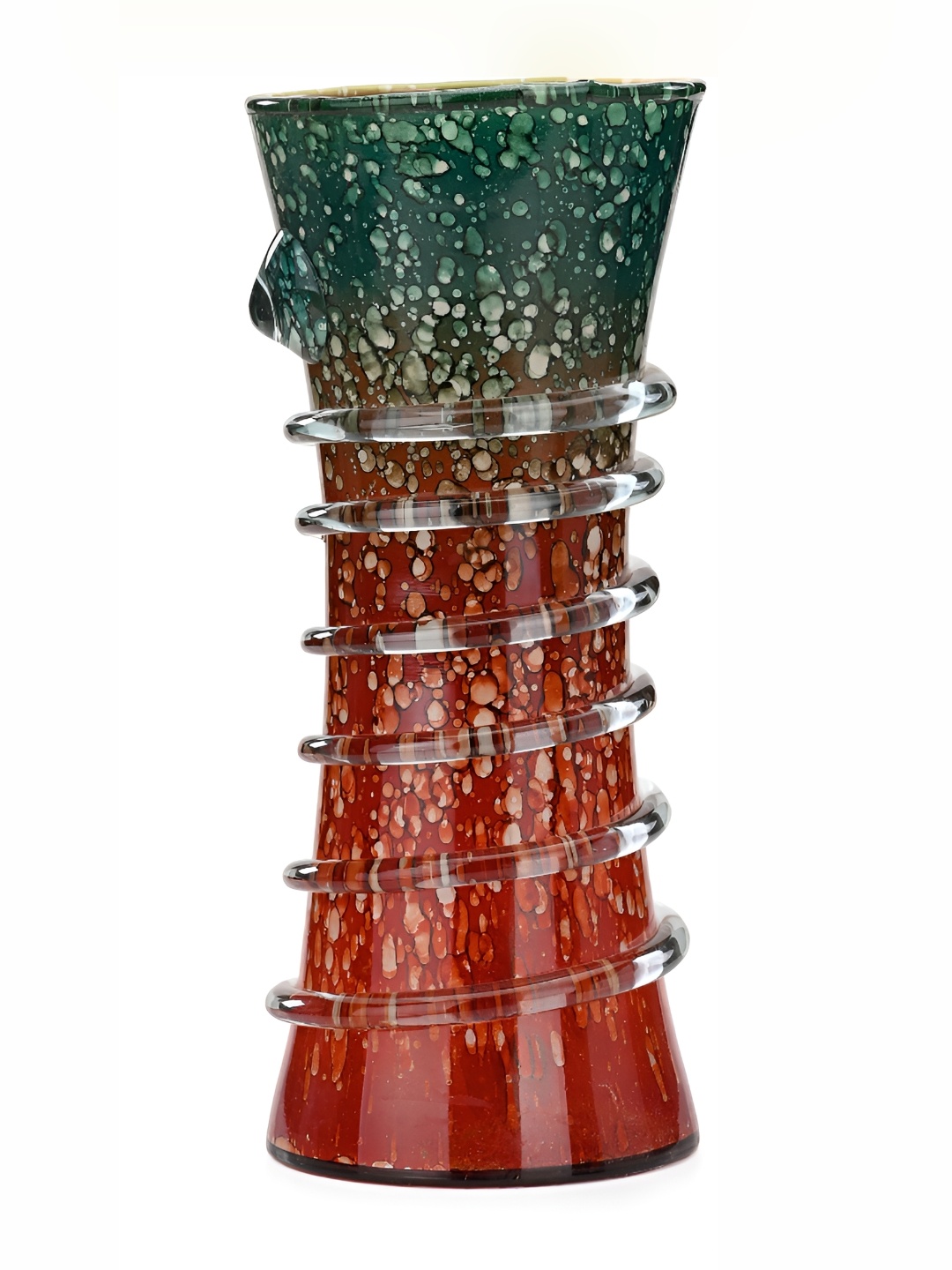 

Afast Red & Green Textured Glass Flower Vase