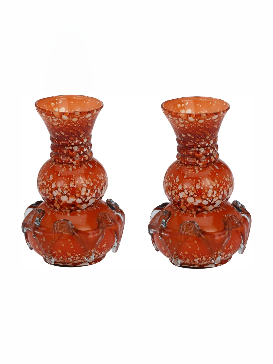 

Afast Orange Colored 2 Pieces Textured Glass Flower Vase
