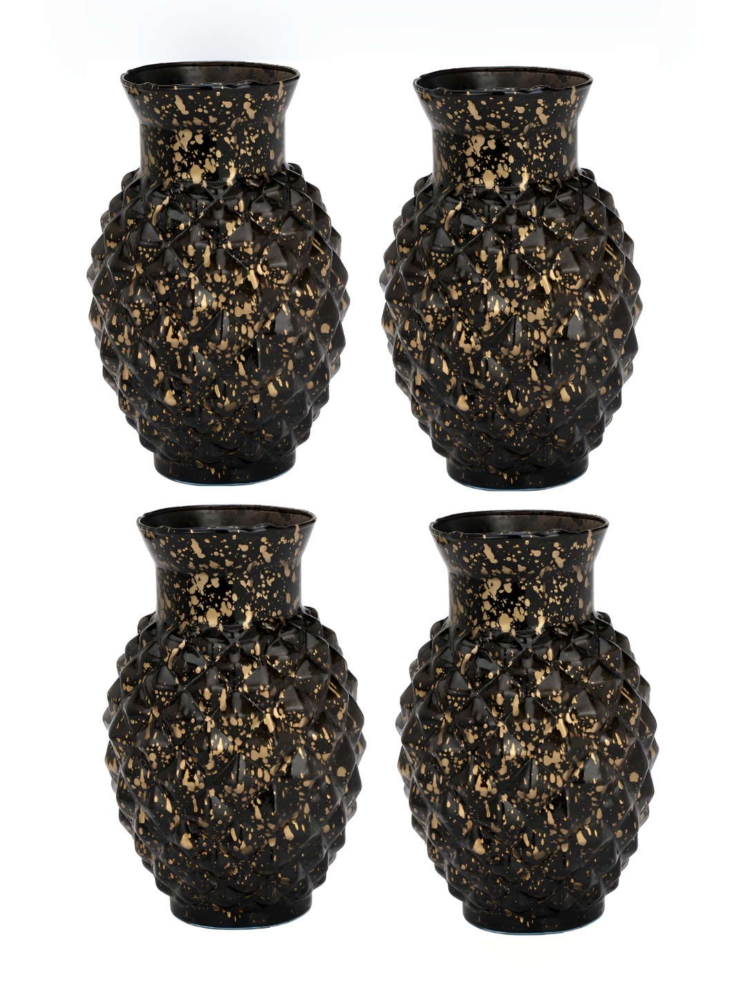 

Afast Black 4 Pieces Textured Glass Flower Vases