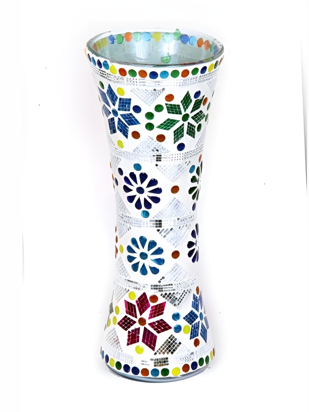 

Afast White & Red Hand Decorative Cylindrical Glass Vase