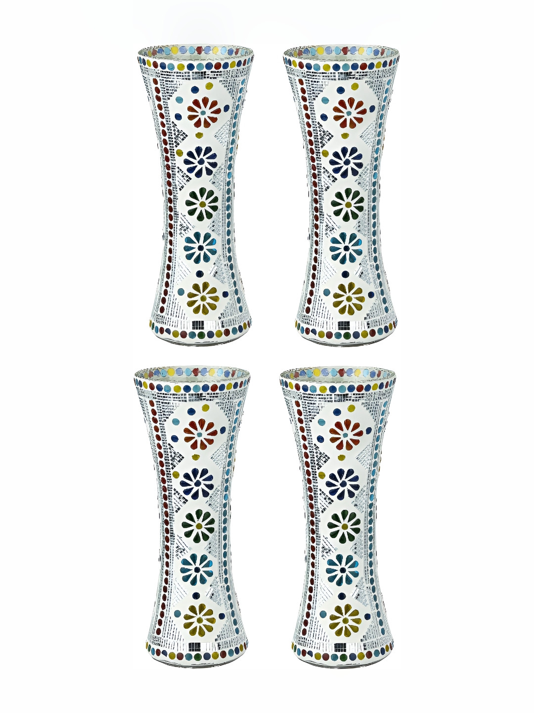 

Afast White & Green 4 Pcs Decorative Glass Flower Vases