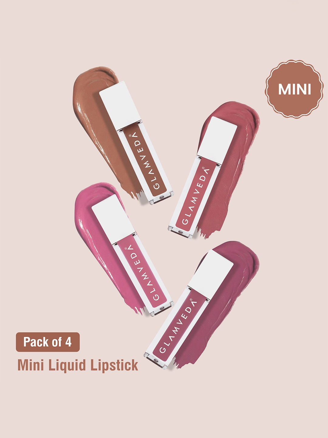 

GLAMVEDA X Rashami Desai Set of 4 Office Look Mini Matte Liquid Lipstick - 1.2 ml each, White