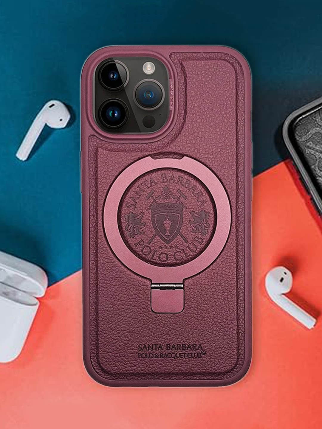 

TREEMODA Leather iPhone 15 Pro Back Case, Purple