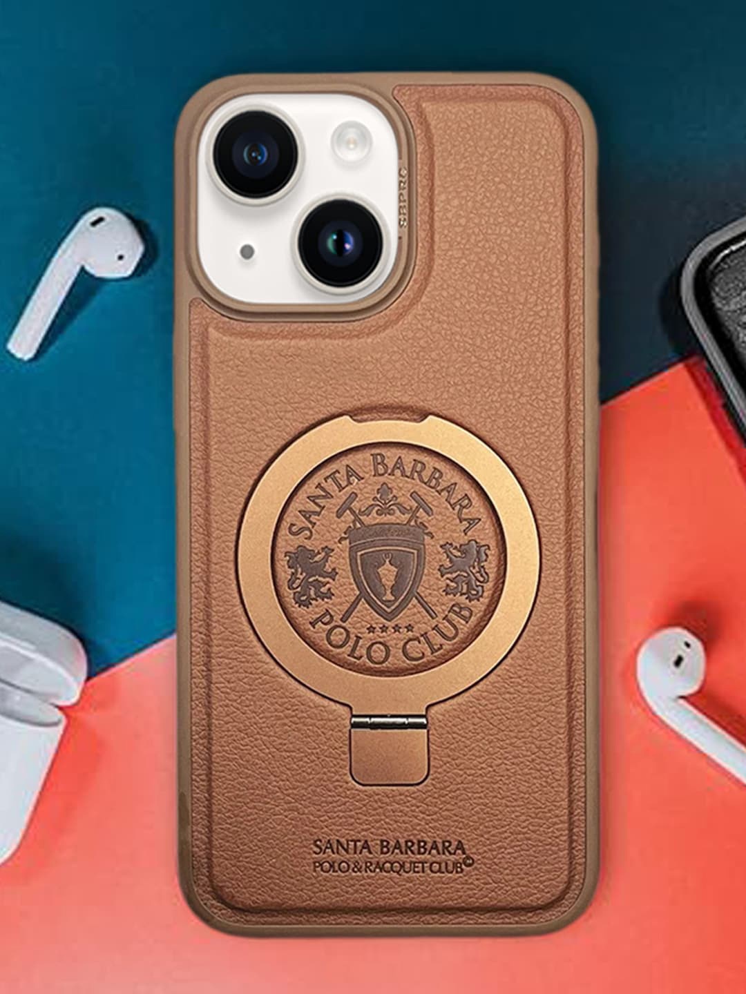 

TREEMODA Embroidery Primo Series Leather iphone15 Case, Brown