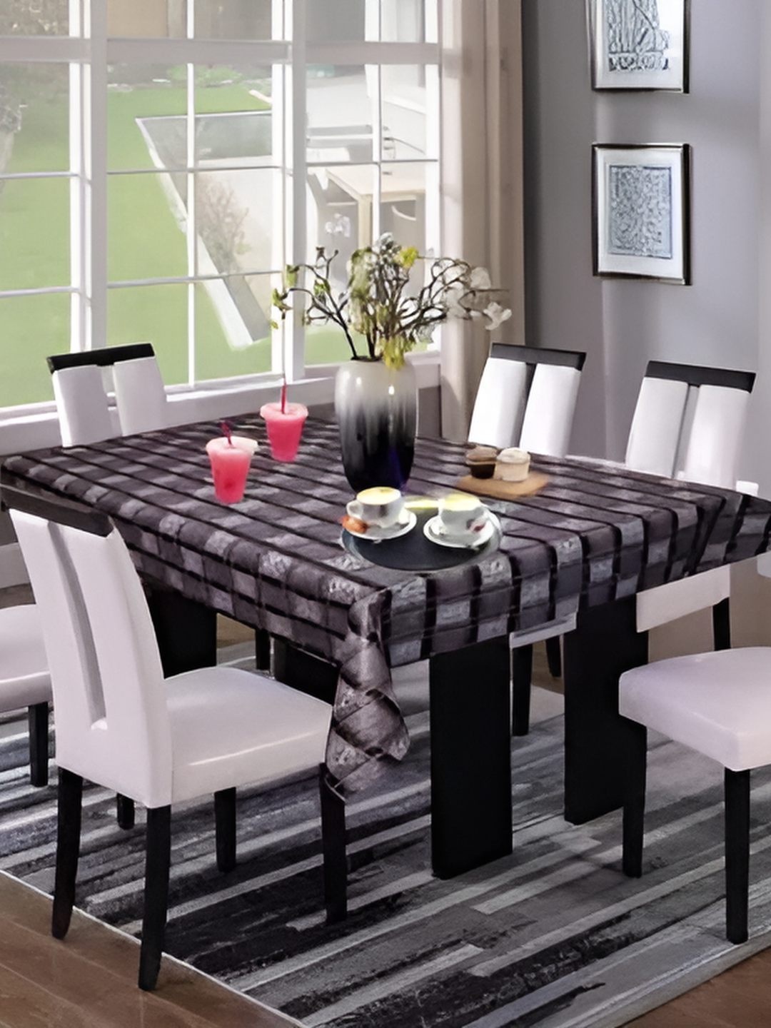 

CASA-NEST Brown & Grey Printed 8 Seater Table Cover