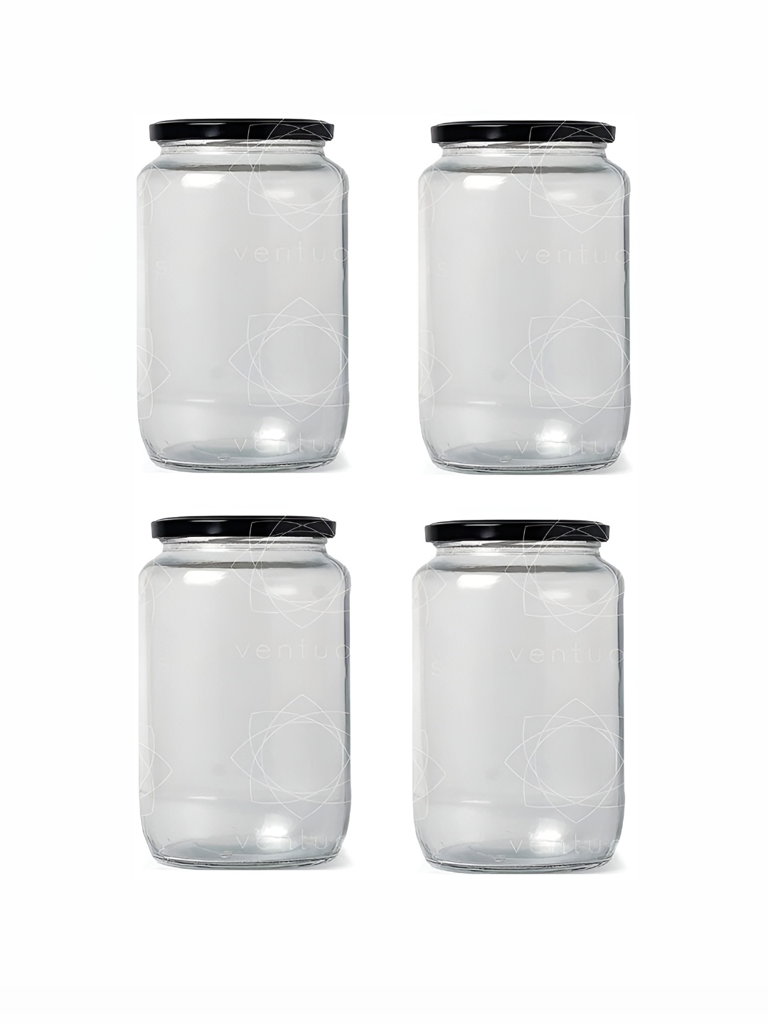 

Afast Transparent & Black 4 Pieces Dishwasher Safe Glass Food Container 1 L