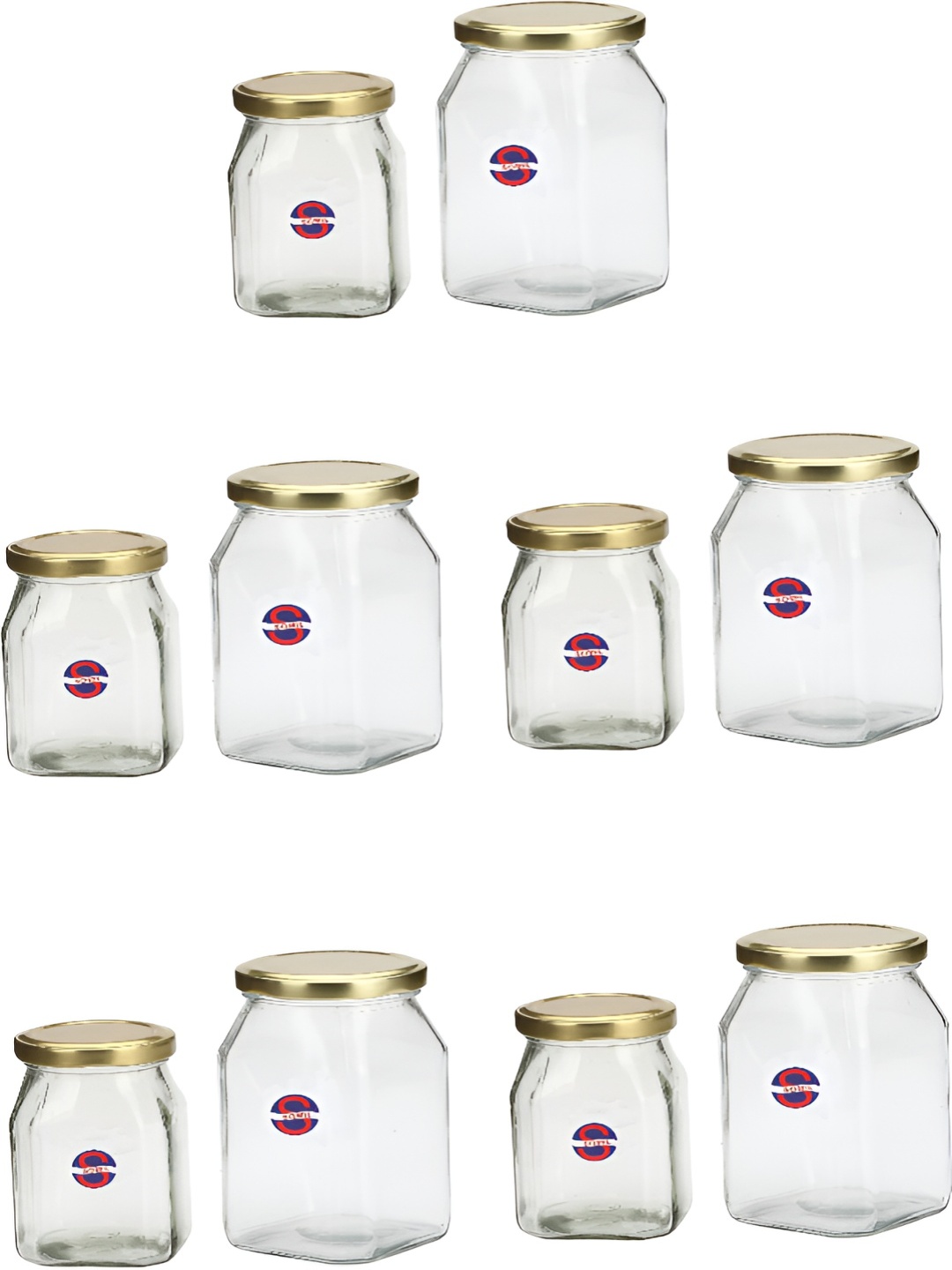 

Afast Transparent & Gold Toned 10 Pieces Glass Dishwasher Safe Food Containers 200 ML