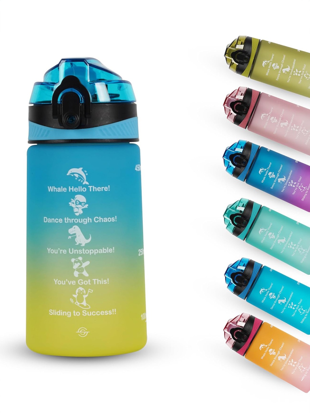 

Solara Yellow & Blue Motivational Sipper Water Bottle 500ML