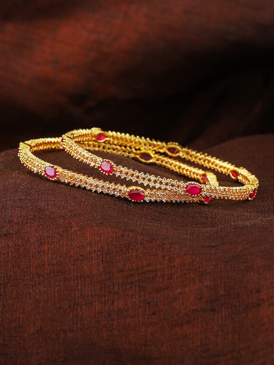 

Estele Set of 2 Gold-Plated AD Studded Brass Bangles