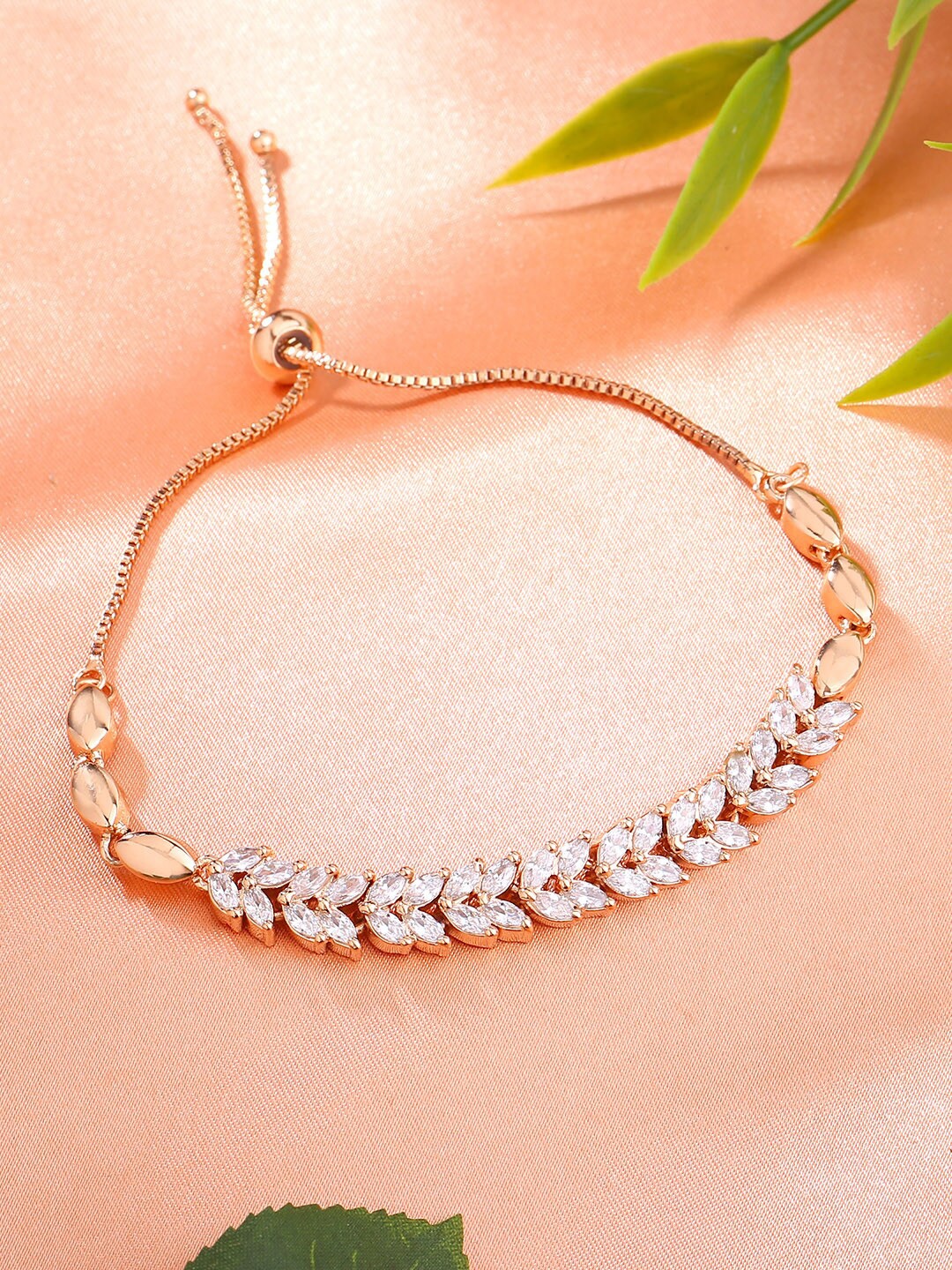 

Estele Rose Gold-Plated Cubic Zirconia Studded Wraparound Bracelet