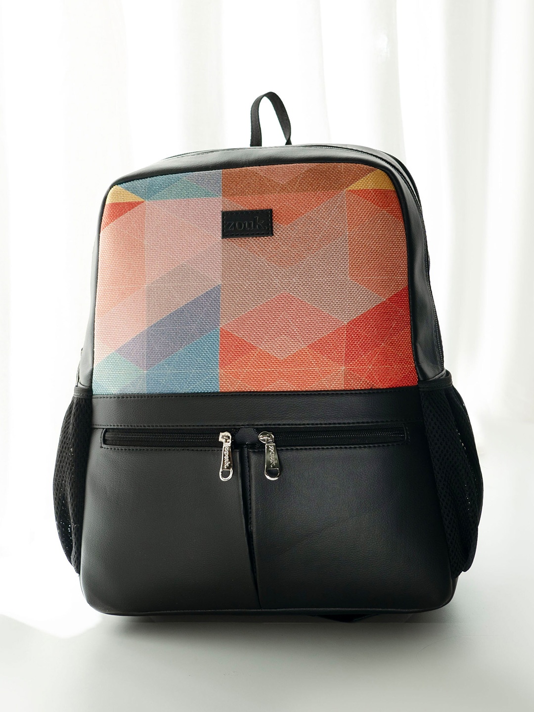 

ZOUK Geometric Printed Backpack with Compression Straps Up to 16 inch, Red