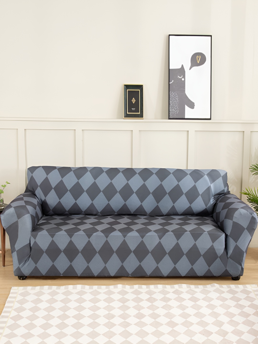 

Lukzer Grey Diamond Design 2 Seater Sofa Cover