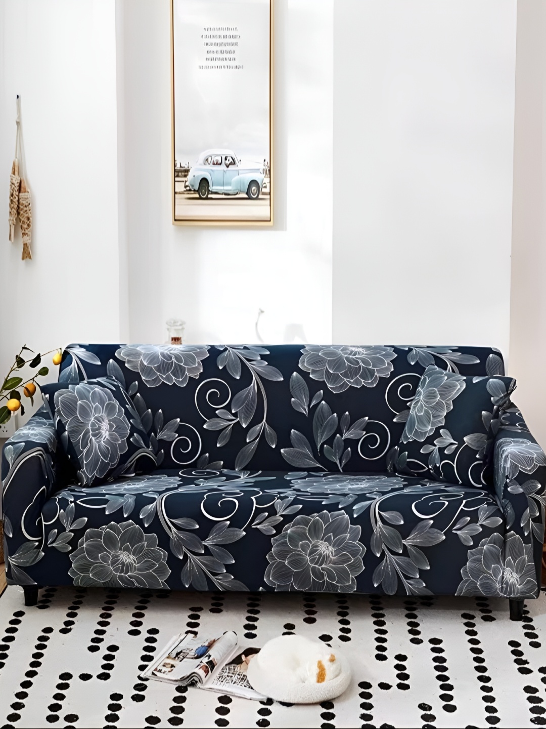 

Lukzer Blue Dahlia Design 2 Seater Sofa Cover