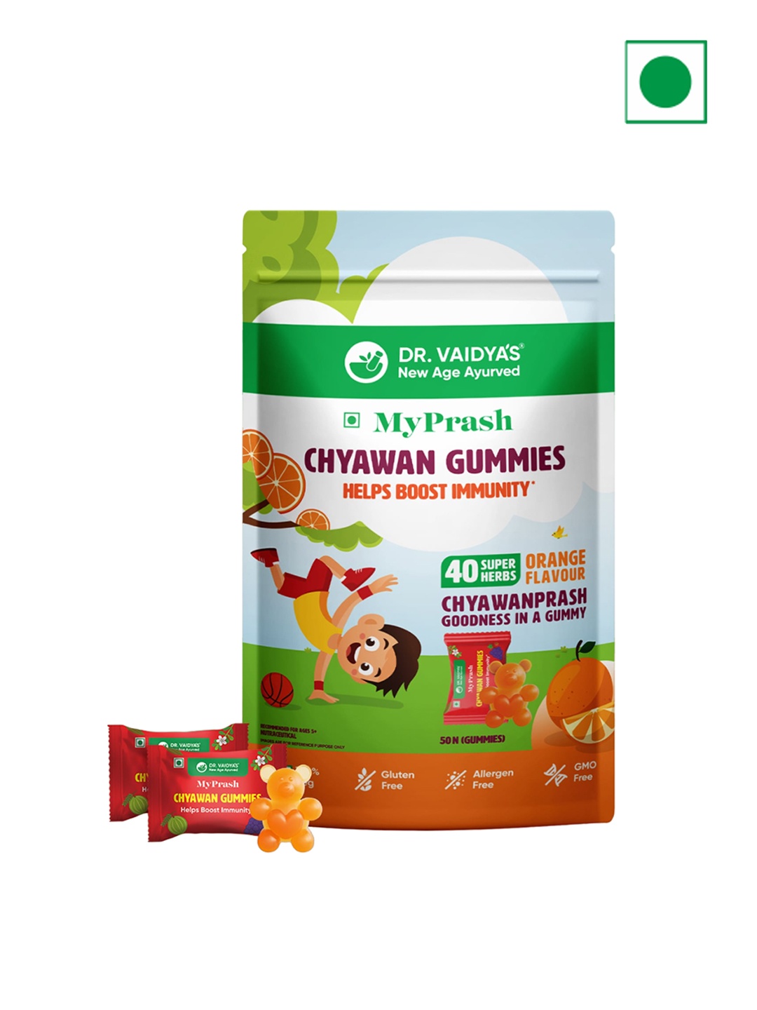 

DR. VAIDYA'S Chyawan Gummies - 50 Gummies - Orange Flavor, Na