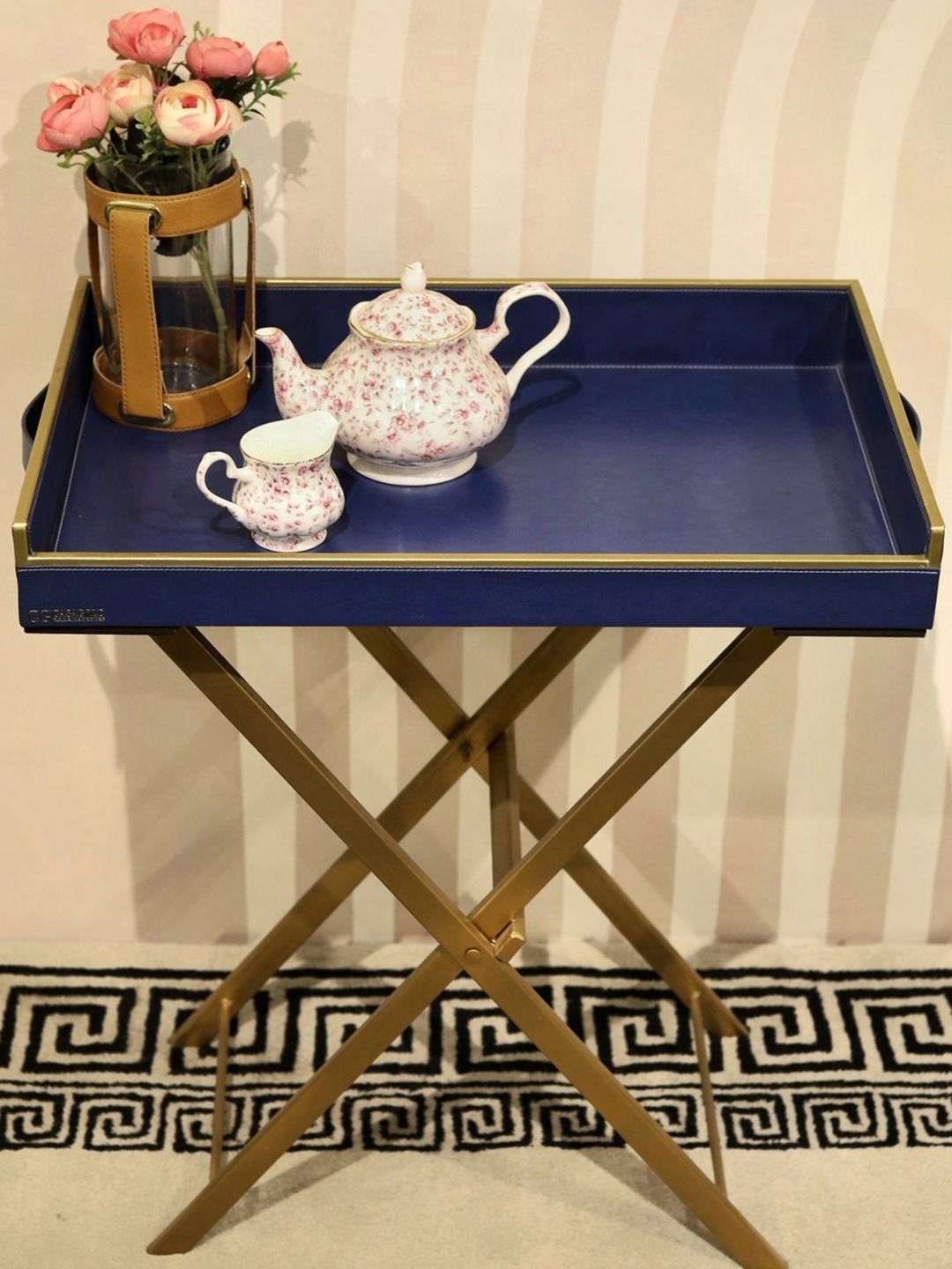 

CasaGold Navy Blue Butler Tray with Steel Stand