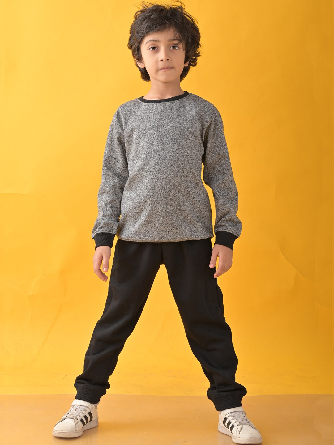 

Anthrilo Boys Round Neck Long Sleeves Sweatshirt with Joggers, Black