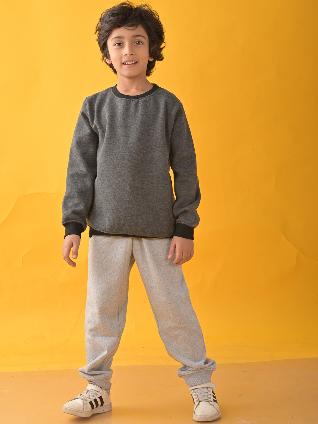 

Anthrilo Boys Round Neck Long Sleeves Sweatshirt with Joggers, Black