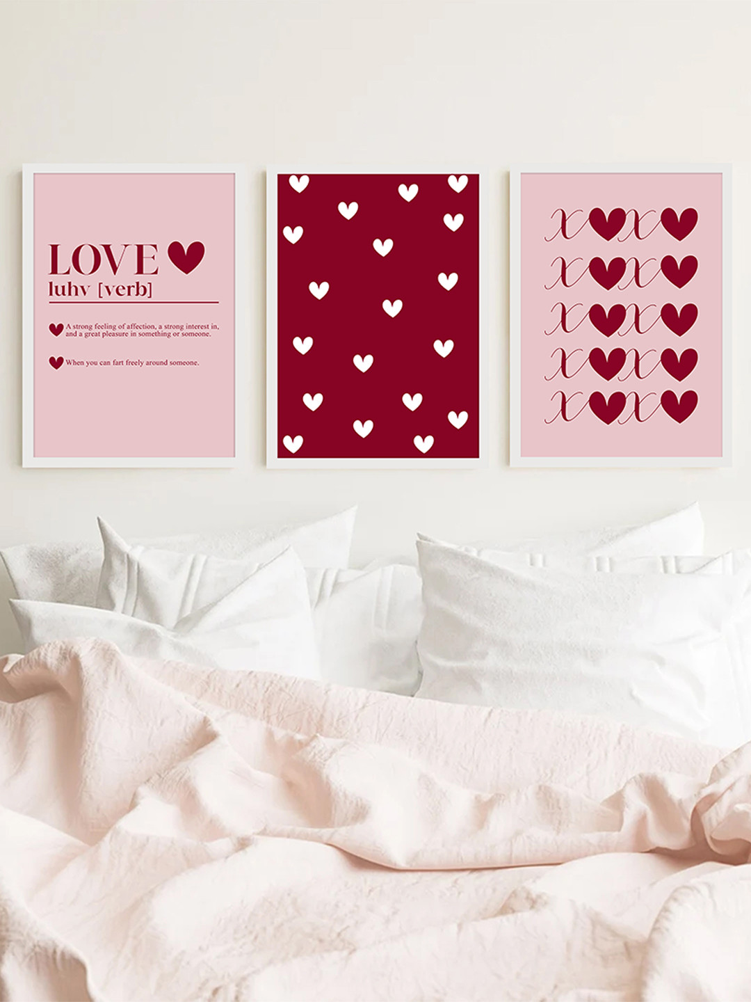 

Art Street White & Pink 3 Piece Synthetic Wood Wall Paintings