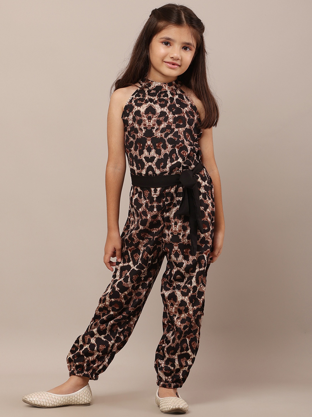

BAESD Girls Animal Printed Halter Neck Basic Jumpsuit, Black