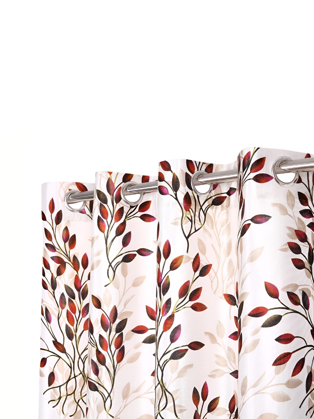 

REYANSH DECOR Off White & Maroon 2 Pieces Floral Window Curtain