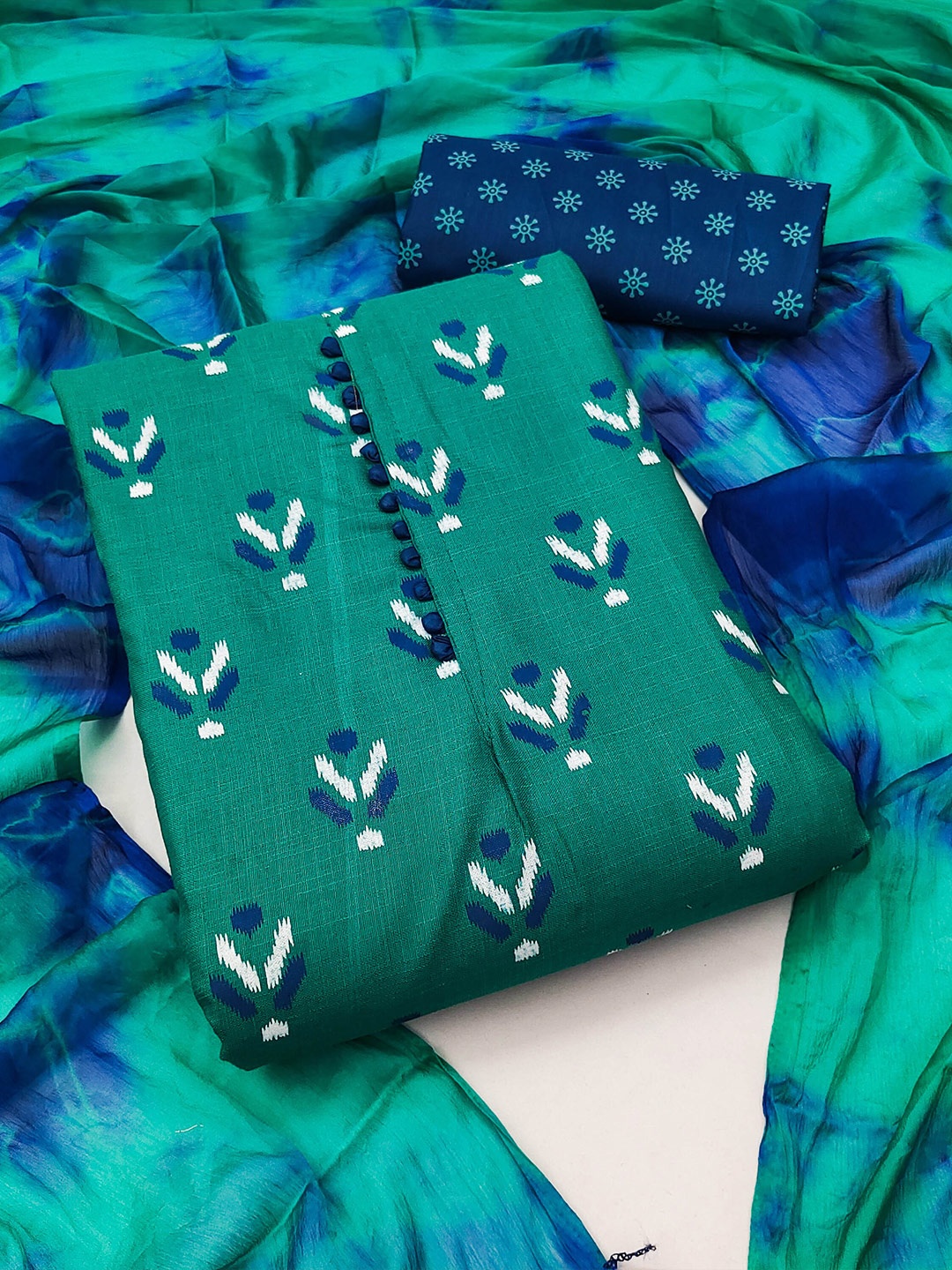 

MANVAA Printed Unstitched Dress Material, Green