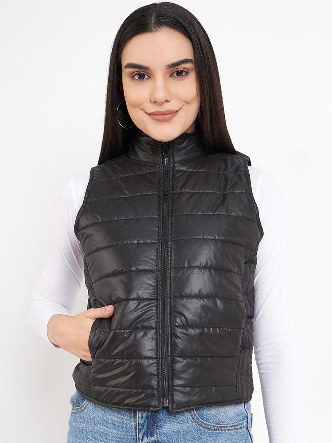 

STROP Mock Collar Puffer Jacket, Black