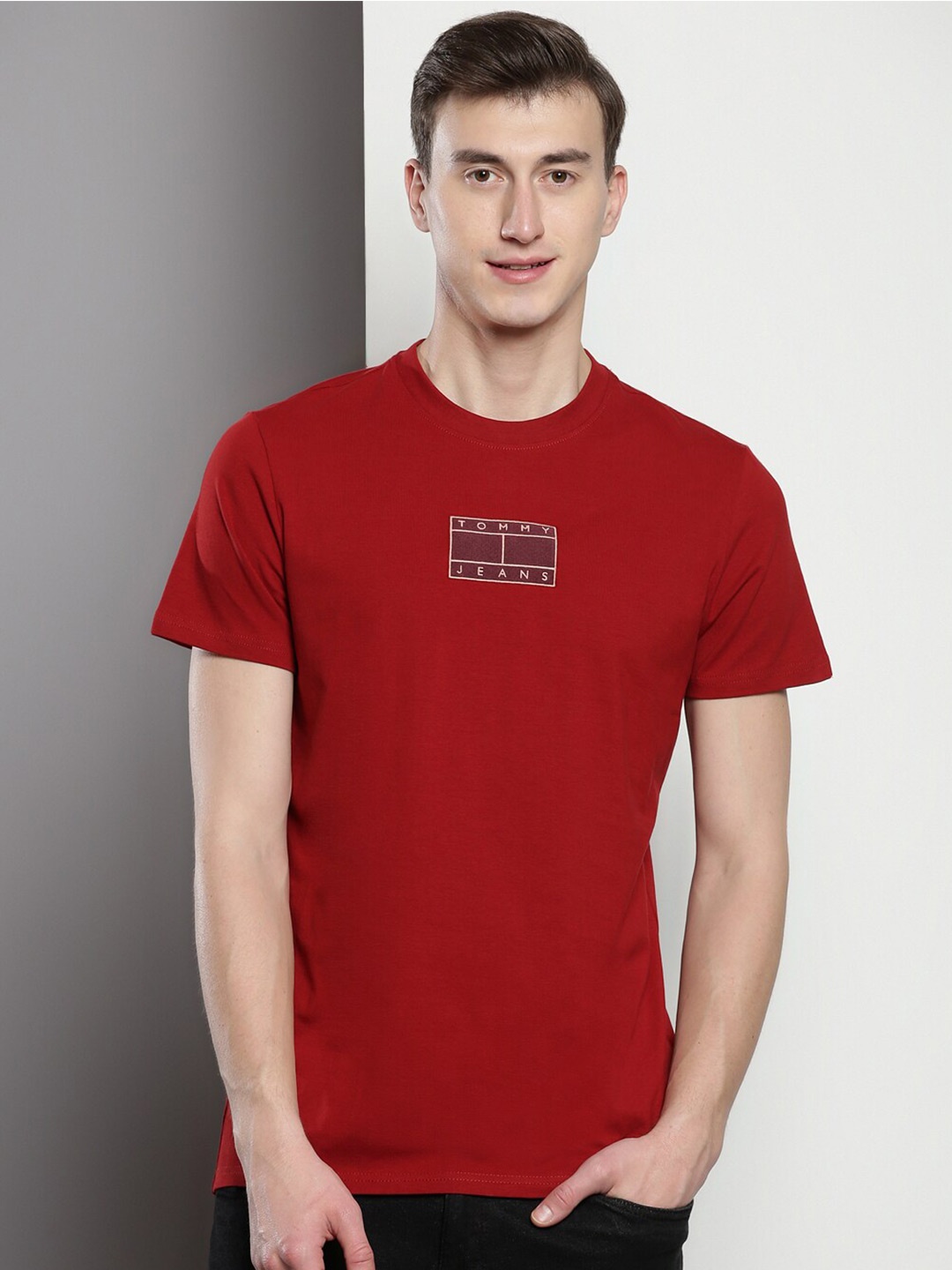 

Tommy Hilfiger Typography Embroidered Slim Fit T-shirt, Maroon