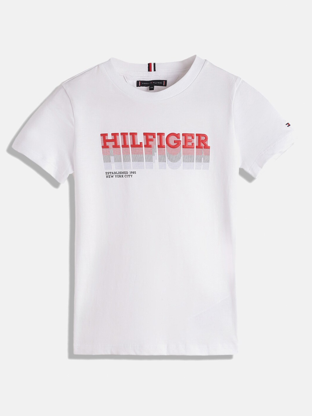 

Tommy Hilfiger Boys Typography Printed Pure Cotton T-shirt, White