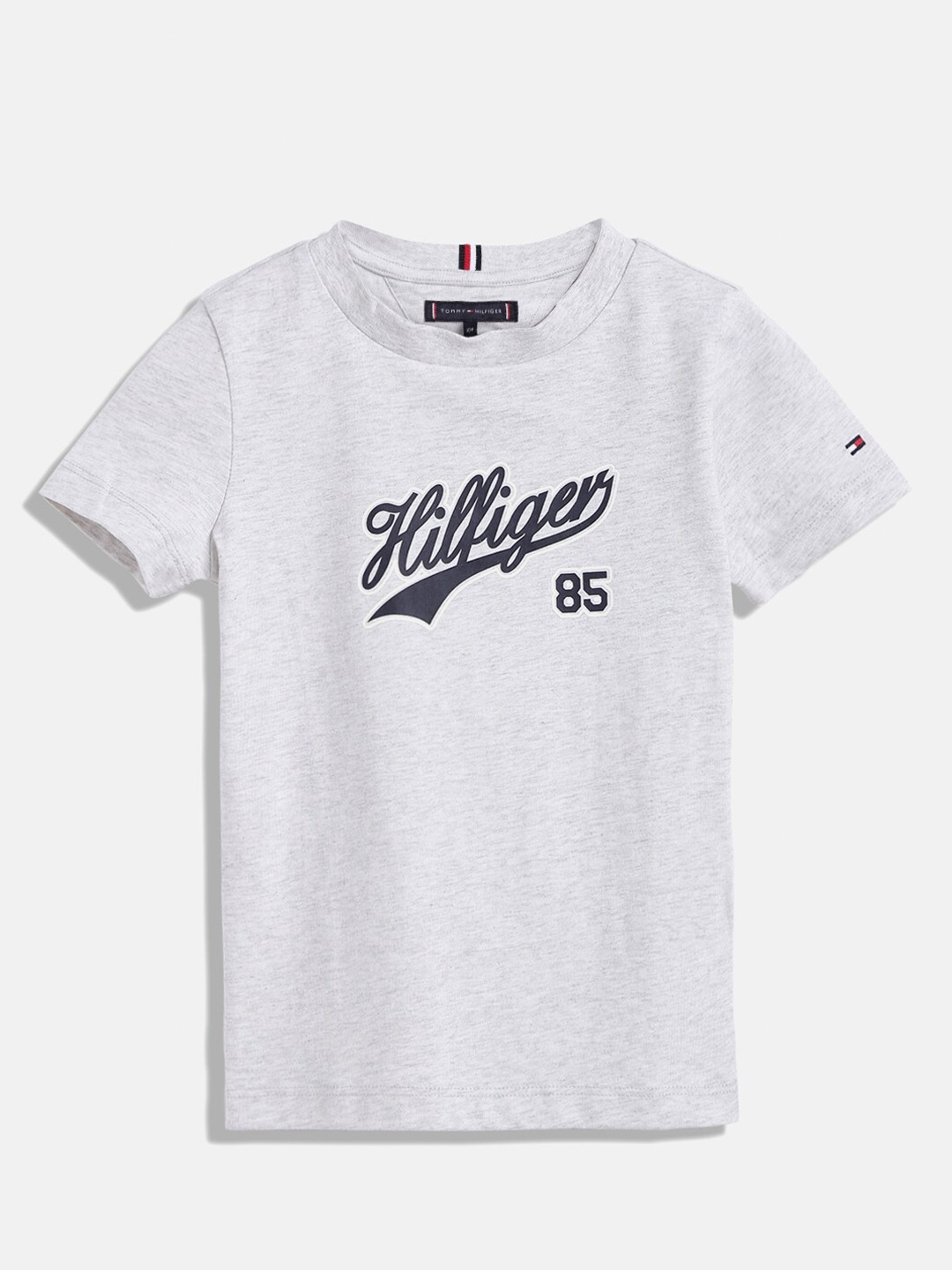 

Tommy Hilfiger Boys Typography Printed Pure Cotton T-shirt, Grey