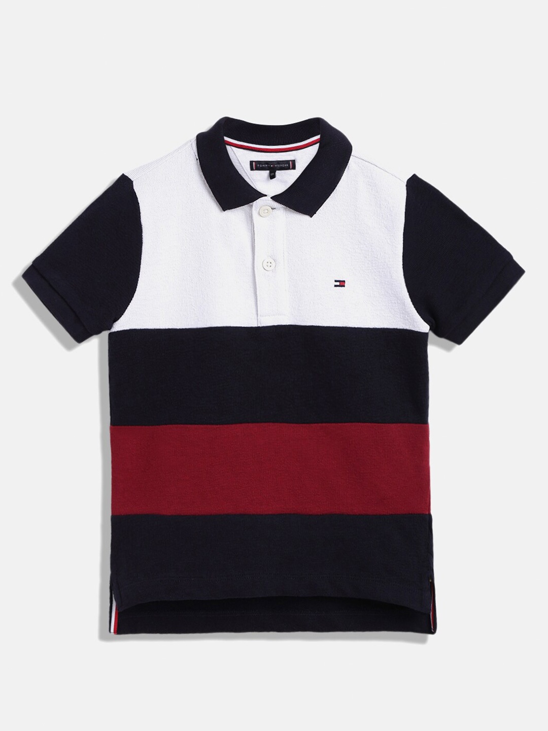 

Tommy Hilfiger Boys Colourblocked Polo Collar Pure Cotton T-shirt, White