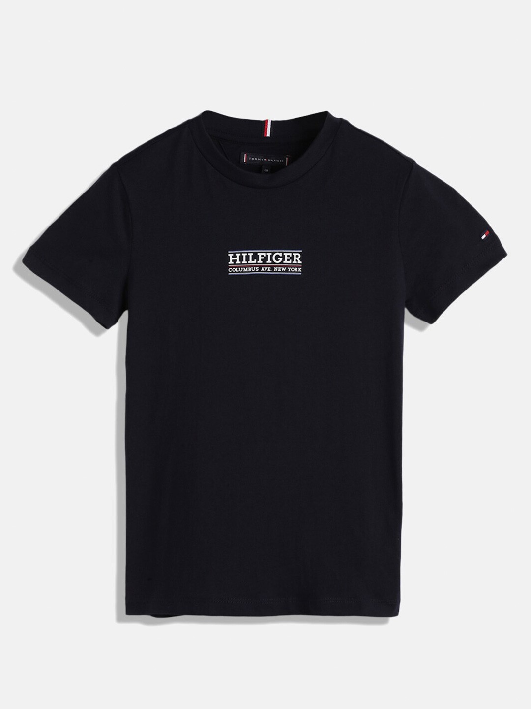 

Tommy Hilfiger Boys Typography Printed Pure Cotton T-shirt, Blue