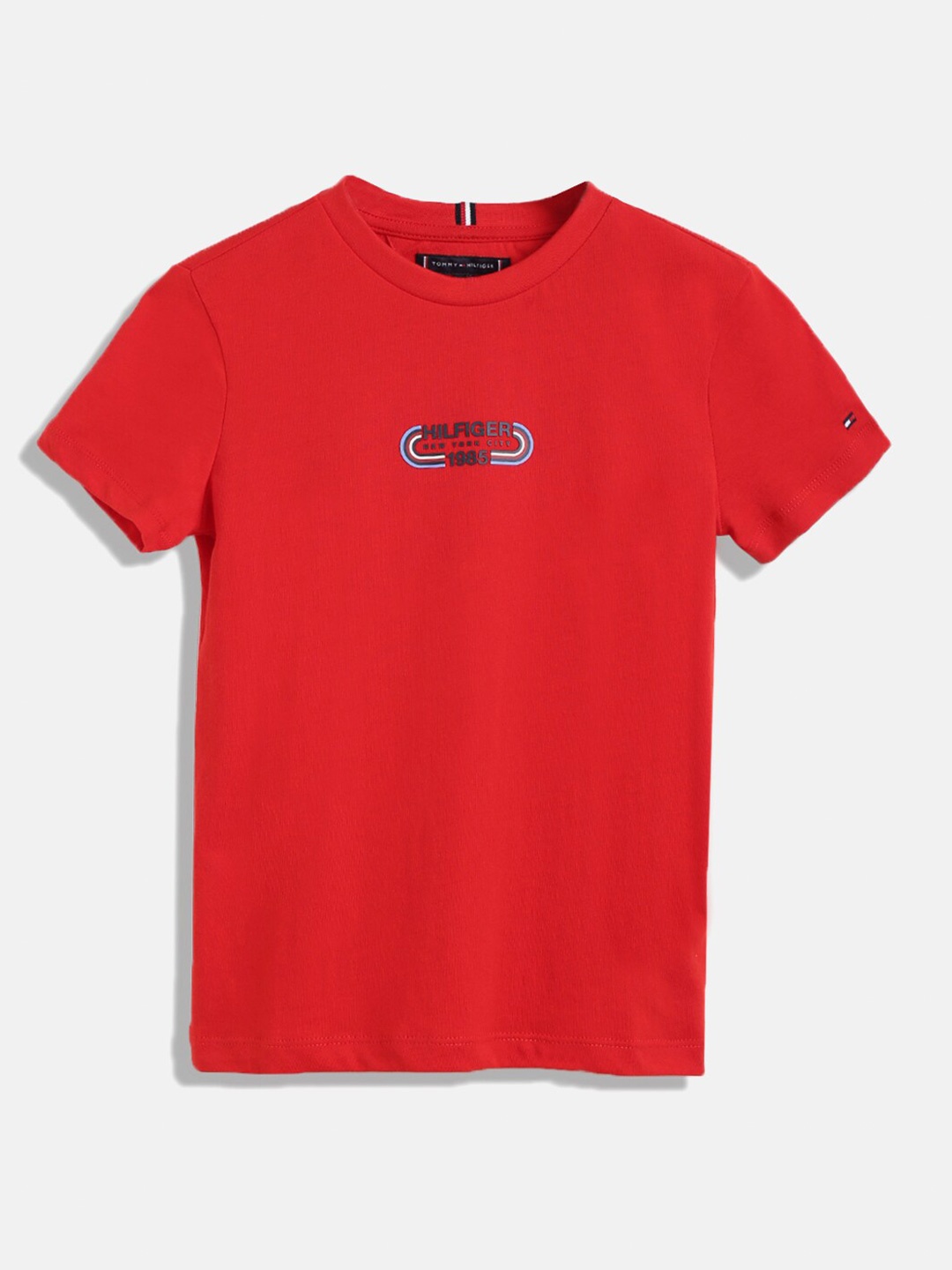 

Tommy Hilfiger Boys Brand Logo Printed Pure Cotton T-shirt, Red