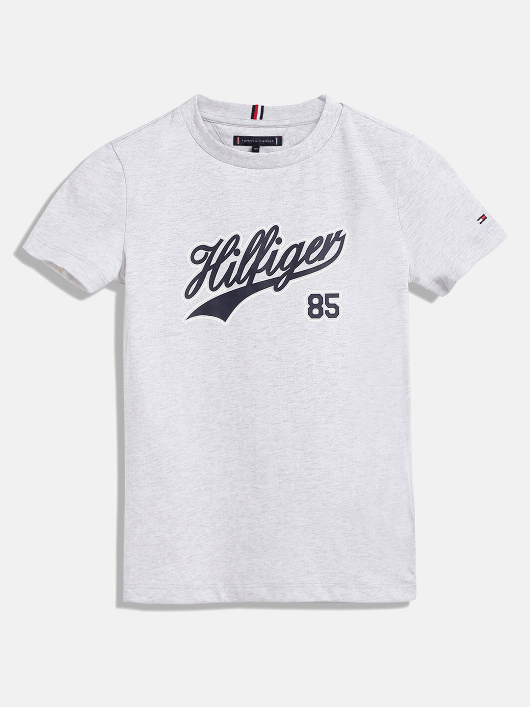 

Tommy Hilfiger Boys Typography Printed Pure Cotton T-shirt, Grey