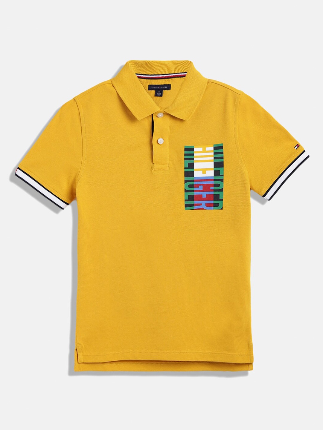

Tommy Hilfiger Boys Yellow Printed Polo Collar T-shirt