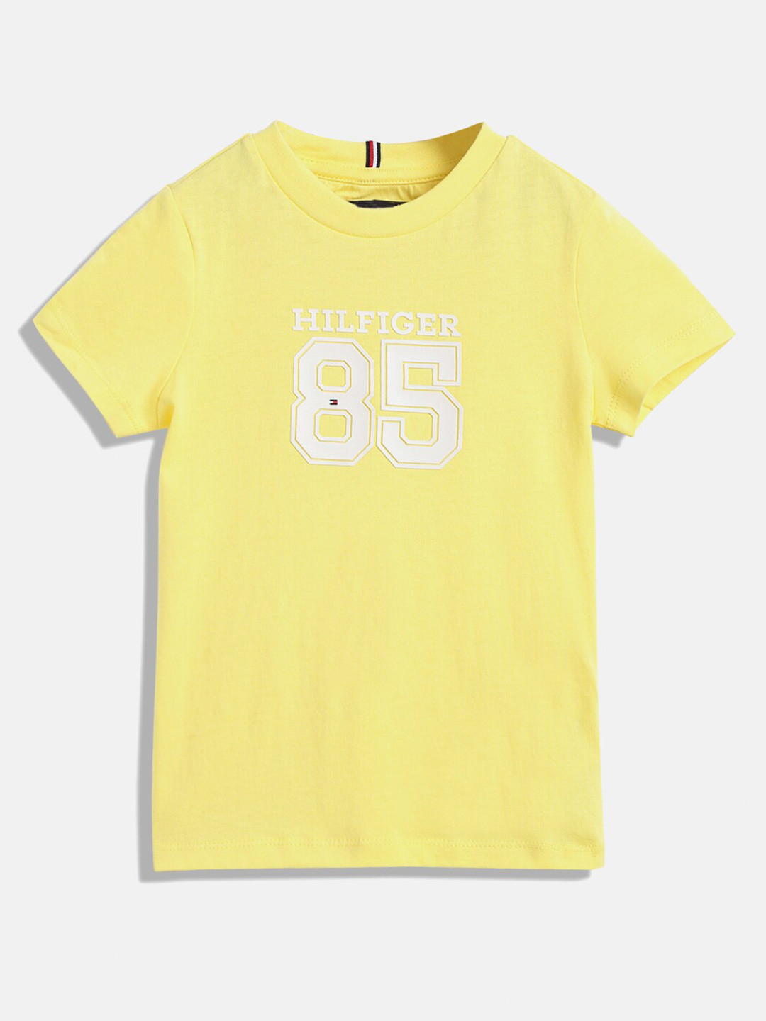 

Tommy Hilfiger Boys Typography Printed Pure Cotton T-shirt, Yellow