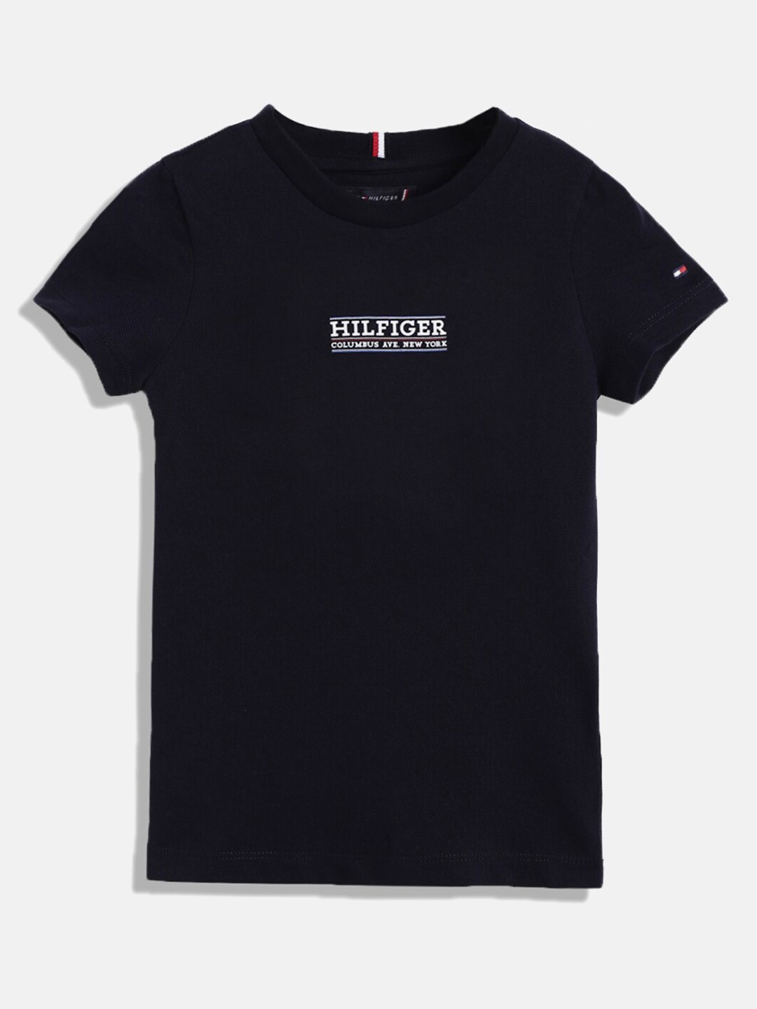 

Tommy Hilfiger Boys Typography Printed Pure Cotton T-shirt, Navy blue