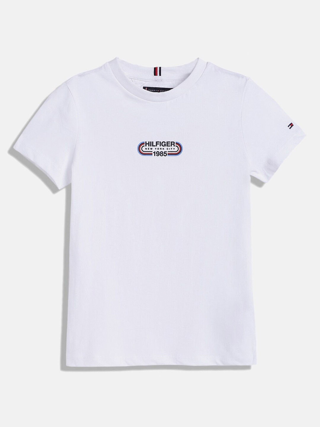 

Tommy Hilfiger Boys Brand Logo Printed Pure Cotton T-shirt, White