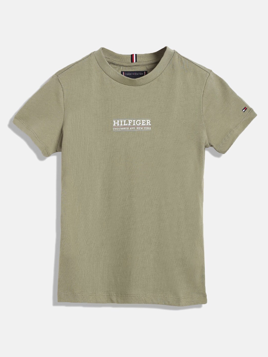 

Tommy Hilfiger Boys Typography Printed Pure Cotton T-shirt, Olive