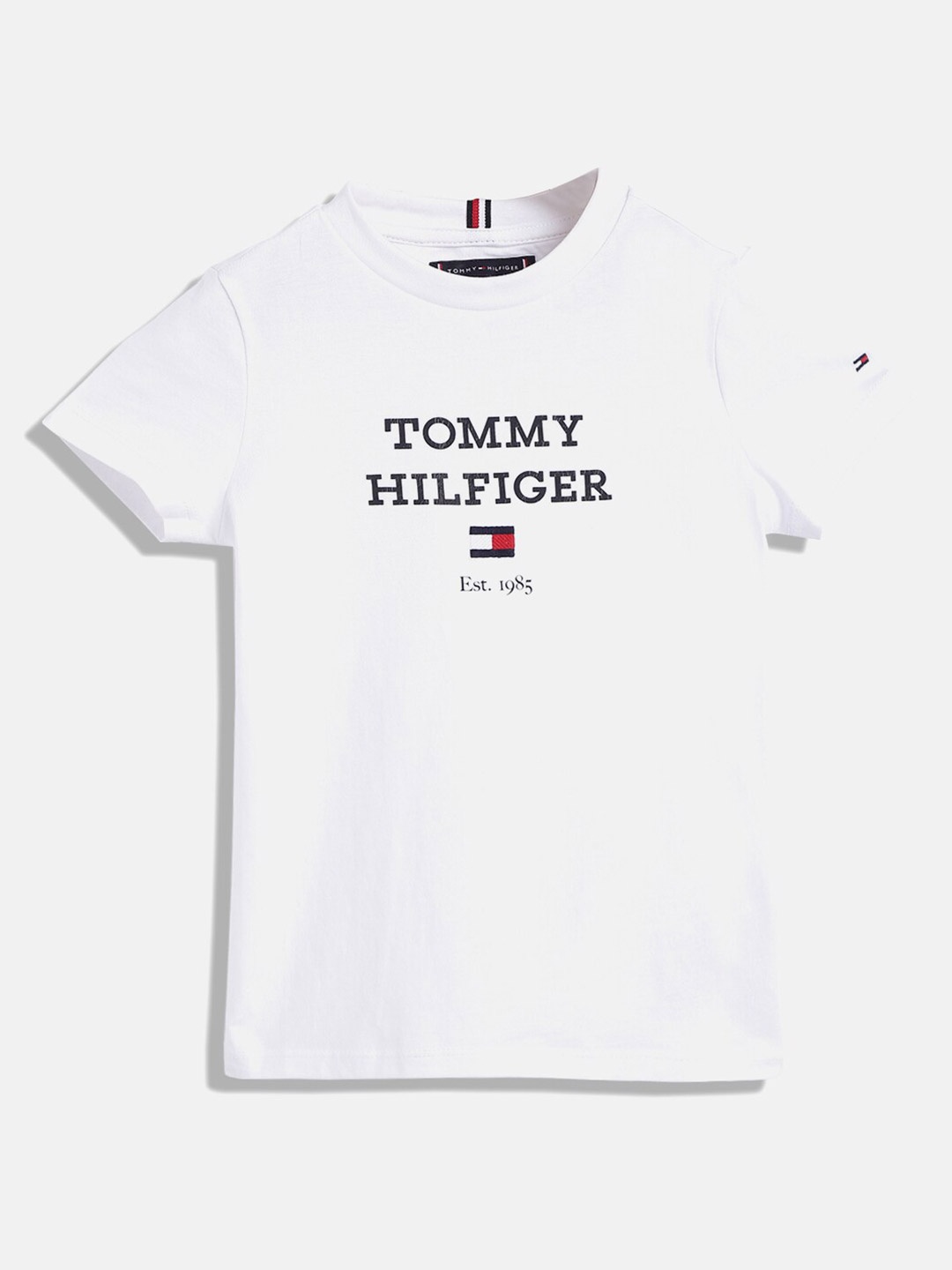 

Tommy Hilfiger Boys Typography Printed Pure Cotton T-shirt, White