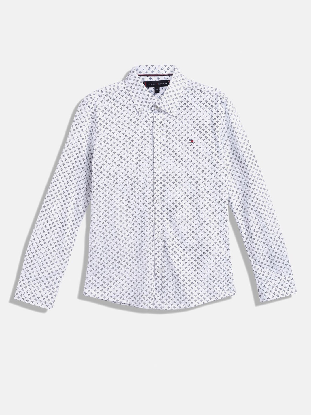 

Tommy Hilfiger Boys Standard Micro Ditsy Printed Button-Down Collar Organic Cotton Shirt, White