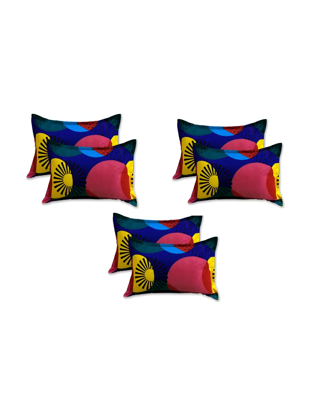 

Supreme Home Collective Blue & Red 6 Pieces Abstract Pure Cotton Rectangle Pillow Covers