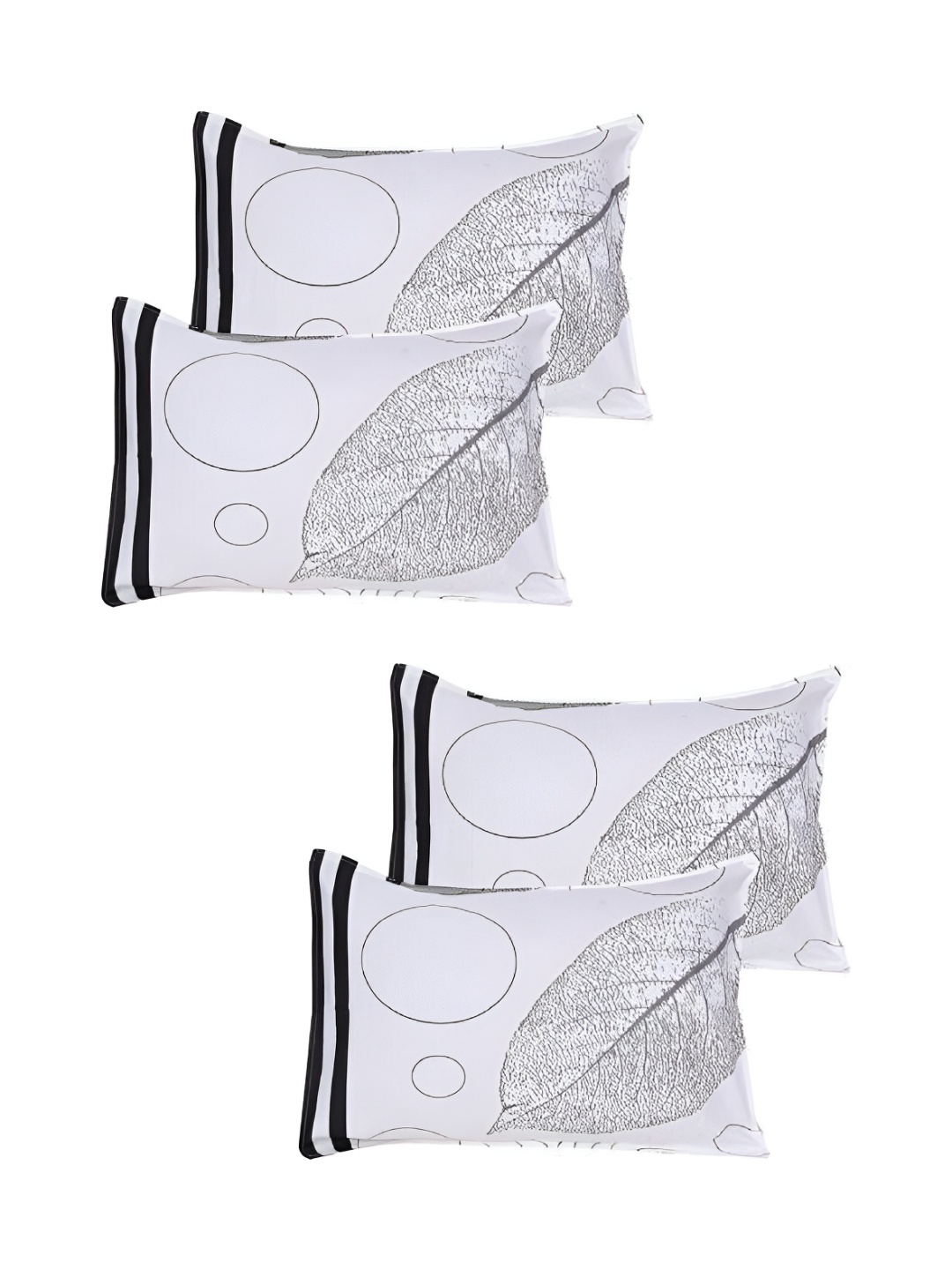 

Supreme Home Collective White 4 Pieces Abstract Pure Cotton Rectangle Pillow Covers