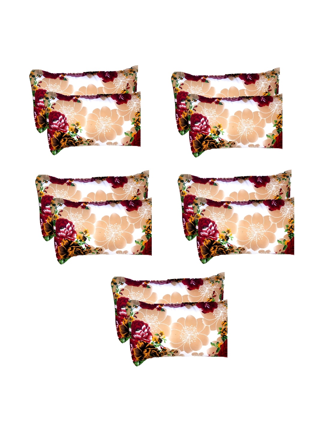 

Supreme Home Collective Beige & Red 10 Pieces Abstract Pure Cotton Rectangle Pillow Covers