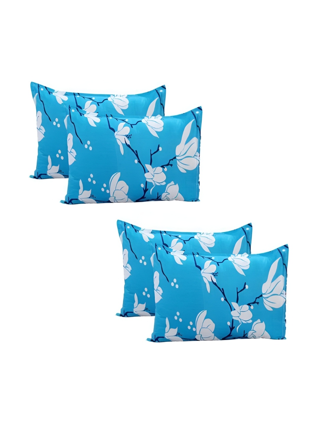 

Supreme Home Collective Blue & White Floral Printed 4 Pcs Cotton Rectangle Pillow Covers