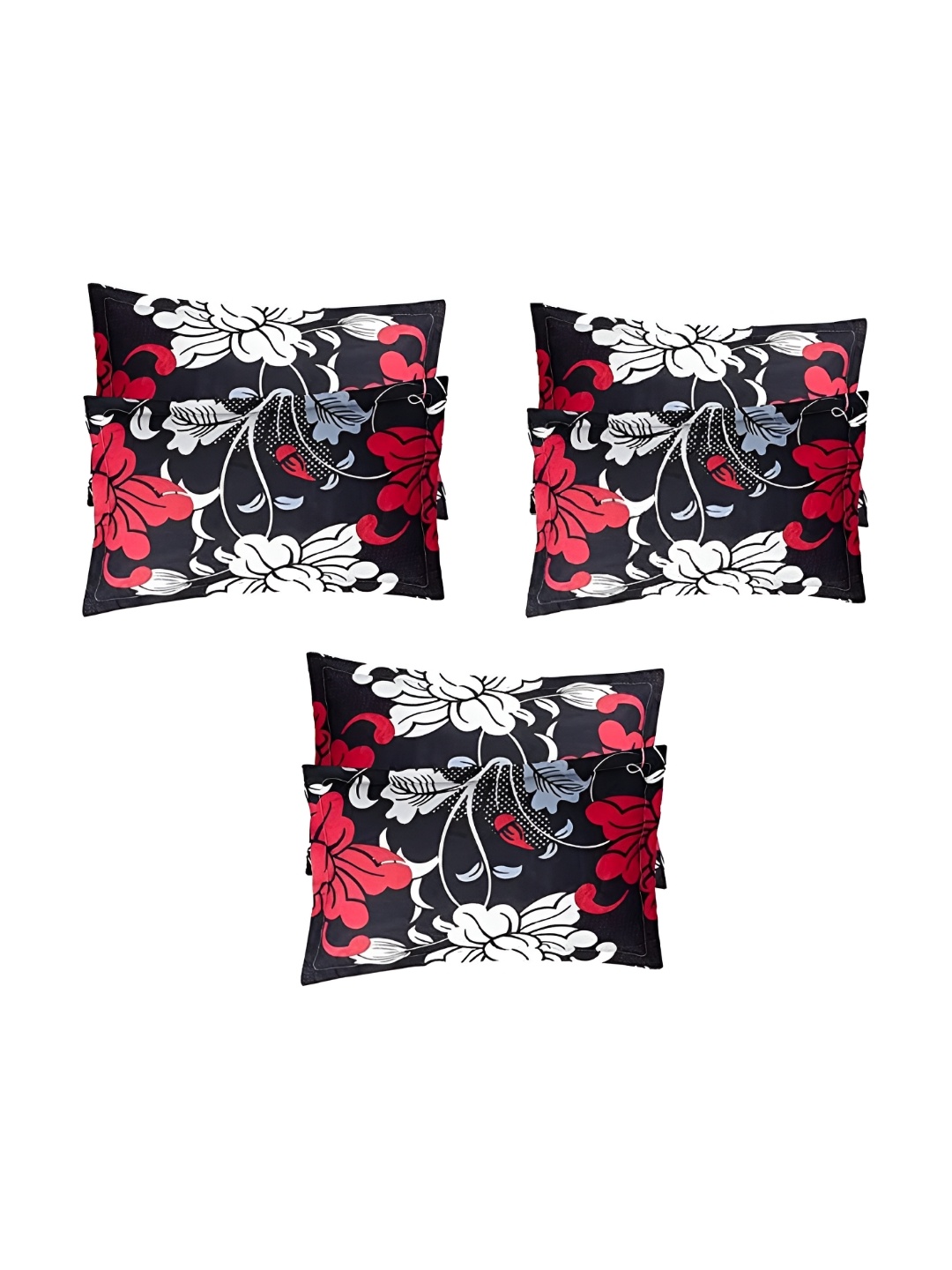 

Supreme Home Collective Black 6 Pieces Floral Pure Cotton Rectangle Pillow Covers