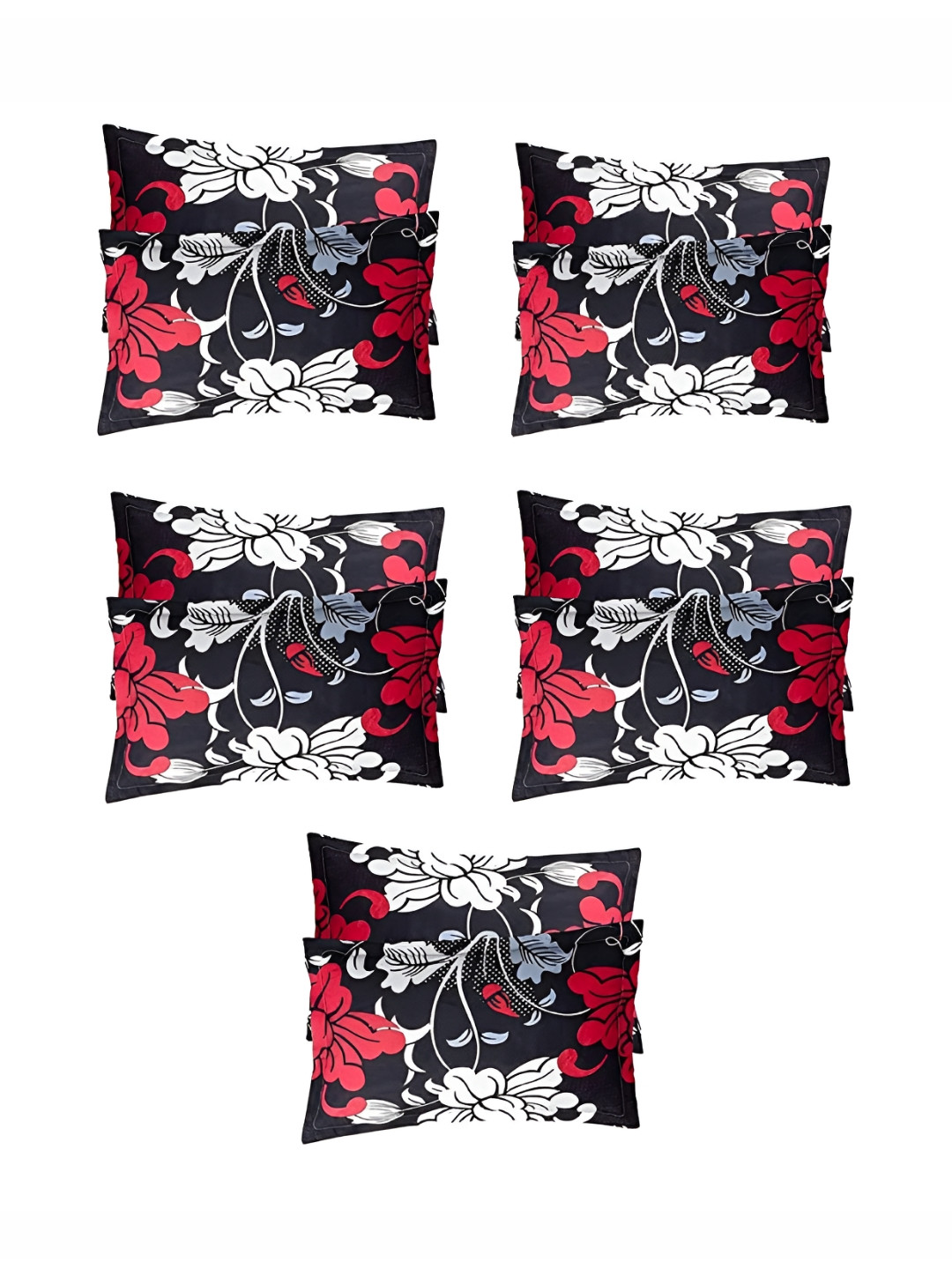 

Supreme Home Collective Black & White Floral Printed 10 Pcs Cotton Rectangle Pillow Covers