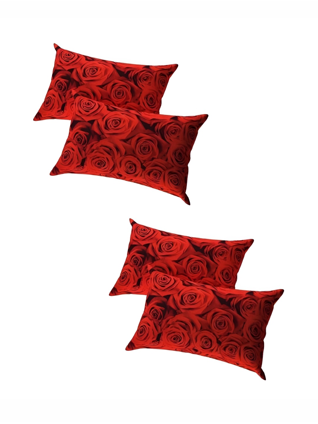 

Supreme Home Collective Red 4 Pieces Floral Pure Cotton Rectangle Pillow Covers