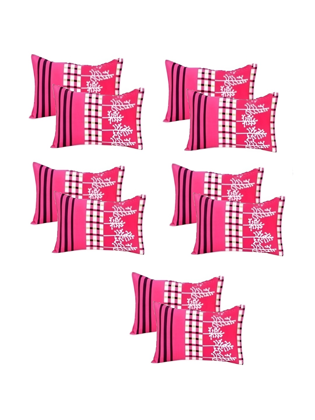 

Supreme Home Collective Pink & White 10 Pcs Abstract Pure Cotton Rectangle Pillow Covers