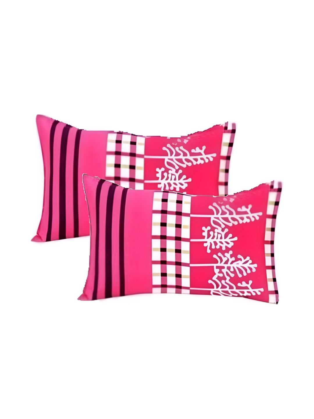 

Supreme Home Collective Pink & White 2 Pieces Abstract Pure Cotton Rectangle Pillow Covers